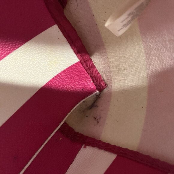 Kate Spade Hawthorn Lane Ryan Pink White Striped Tote Large Coated Canvas - Picture 9 of 11